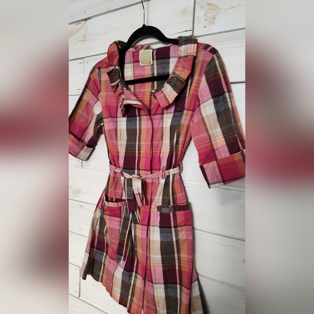 Anthropologie Plaid Shirt Dress By Little Yellow Button - Picture 2 of 6